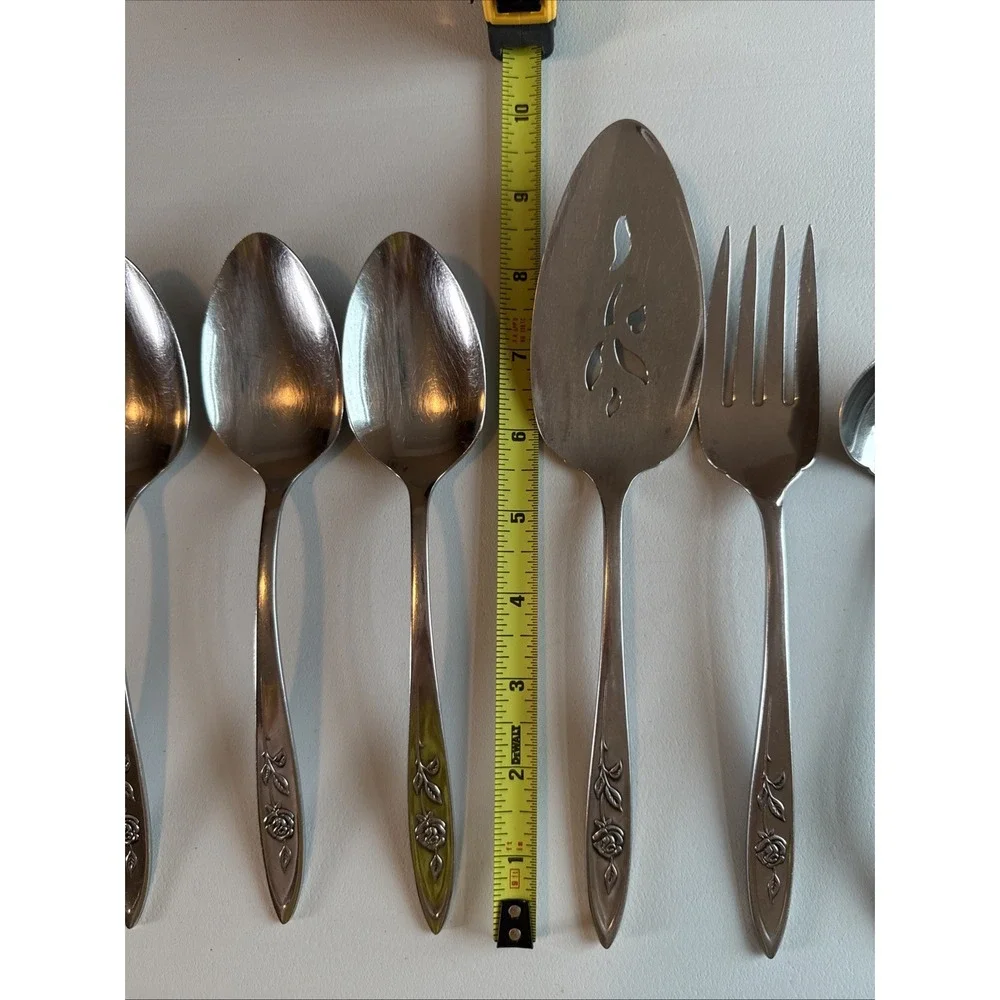 VTG Oneida Community MY ROSE Lot Of 10 Serving Pieces Stainless Flatware Read